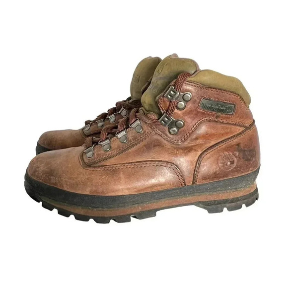 Timberland Boots Women’s 9M Euro Hiker Brown FULL GRAIN LEATHER Ankle Hiking - Picture 5 of 11